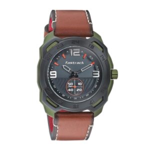Fastrack-3192AL01-Mens-All-Nighters-Collection-Analog-Watch-Dark-Grey-Dial-Brown-Leather-Band