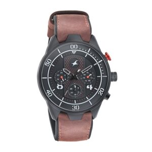 Fastrack-3195AP01-Mens-All-Nighters-Collection-Analog-Watch-Black-Dial-Brown-Leather-Band