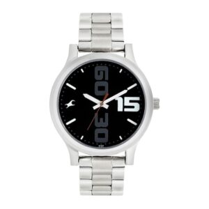 Fastrack-38051SM04-Mens-Bold-Collection-Analog-Watch-Black-Dial-Silver-Stainless-Steel-Band