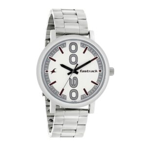 Fastrack-38052SM08-Mens-Bold-Collection-Analog-Watch-White-Dial-Silver-Stainless-Steel-Band