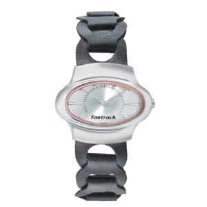 Fastrack-6004SL08-Womens-Hitlist-Collection-Analog-Watch-Silver-Dial-Black-Leather-Band