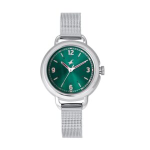 Fastrack-6123SM05-Womens-Analog-Watch-Green-Dial-Silver-Stainless-Steel-Band
