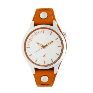 Fastrack-6156SL02-Womens-Analog-Watch-White-Dial-Brown-Leather-Band