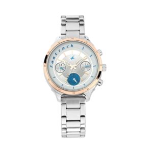 Fastrack-6186KM02-Womens-Analog-Watch-White-Dial-Silver-Stainless-Steel-Band