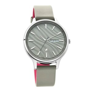 Fastrack-6207SL01-Womens-Analog-Watch-Grey-Dial-Grey-Leather-Band