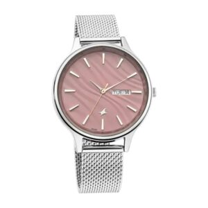 Fastrack-6207SM01-Womens-Analog-Watch-Pink-Dial-Silver-Stainless-Steel-Band