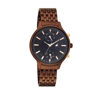 Fastrack-6208KM01-Womens-Analog-Watch-Black-Dial-Brown-Stainless-Steel-Band
