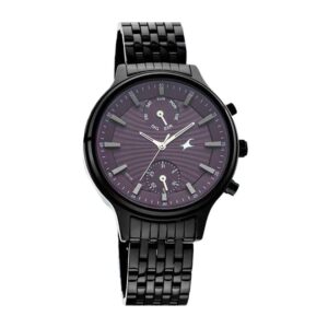 Fastrack-6208NM01-Womens-Analog-Watch-Purple-Dial-Brown-Stainless-Steel-Band