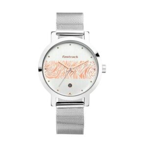 Fastrack-6222SM03-Womens-Analog-Watch-Bicolor-Dial-Silver-Stainless-Steel-Band
