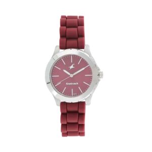 Fastrack-68009PP06-Trendies-Collection-WoMens-Analog-Watch-Maroon-Dial-Maroon-Silicone-Band