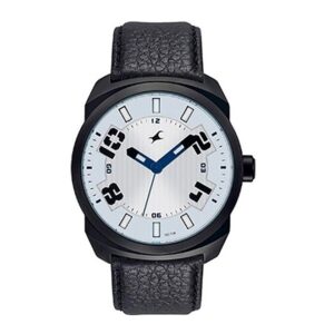 Fastrack-9463AL01-Mens-Analog-Watch-White-Dial-Black-Leather-Band