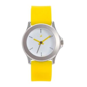 Fastrack-9827PP05-Mens-Analog-Watch-White-Dial-Yellow-Plastic-Band