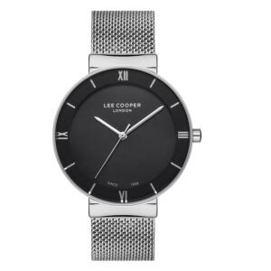 Lee-Cooper-LC07056-350-Women-s-Analog-Black-Dial-Silver-Stainless-Steel-Mesh-Band