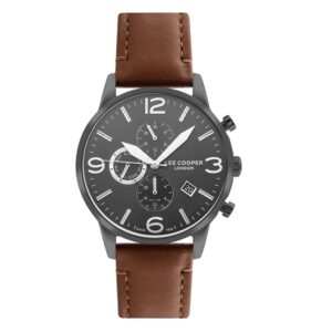 Lee-Cooper-LC07083-064-Men-s-Multi-Function-Gun-Dial-Brown-Leather-Watch