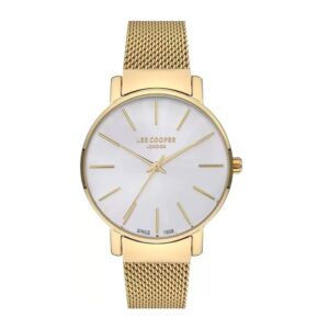 Lee-Cooper-LC07339-130-WoMens-Analog-Watch-White-Dial-Gold-Stainless-Steel-Mesh-Band
