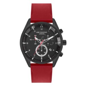 Lee-Cooper-LC07350-058-Mens-Analog-Watch-Black-Dial-Red-Resin-Band