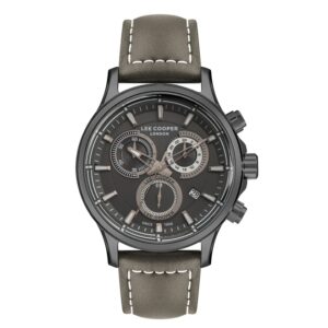 Lee-Cooper-LC07354-065-Mens-Analog-Watch-Gray-Dial-Gray-Leather-Strap