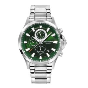Lee-Cooper-LC07362-370-Mens-Analog-Watch-Green-Dial-Silver-Stainless-Steel-Band