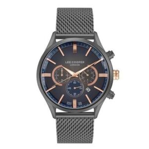 Lee-Cooper-LC07366-090-Mens-Analog-Watch-Navy-Blue-Dial-Graphite-Stainless-Steel-Band