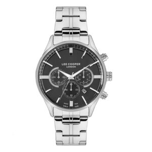 Lee-Cooper-LC07367-350-Mens-Analog-Watch-Black-Dial-Silver-Stainless-Steel-Band