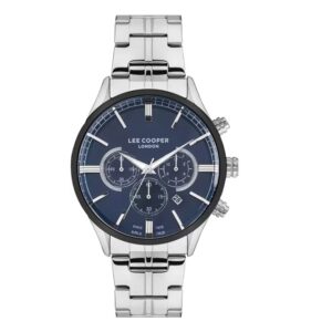 Lee-Cooper-LC07367-390-Mens-Analog-Watch-Blue-Dial-Silver-Stainless-Steel-Band
