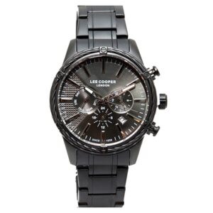 Lee-Cooper-LC07384-660-Mens-Analog-Watch-Gun-Dial-Black-Metal-Band