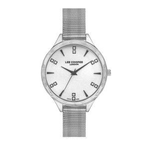 Lee-Cooper-LC07388-330-WoMens-Analog-Watch-White-Dial-Silver-Stainless-Steel-Mesh-Band