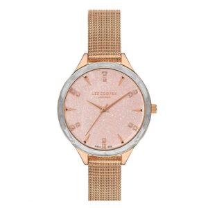 Lee-Cooper-LC07388-410-WoMens-Analog-Watch-Pink-Dial-Rose-Gold-Stainless-Steel-Mesh-Band