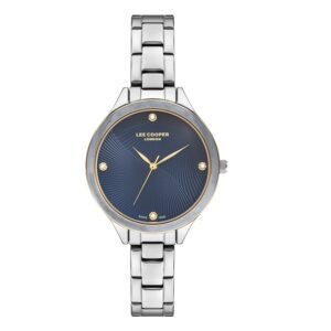 Lee-Cooper-LC07389-390-WoMens-Analog-Watch-Dark-Blue-Dial-Silver-Metal-Band