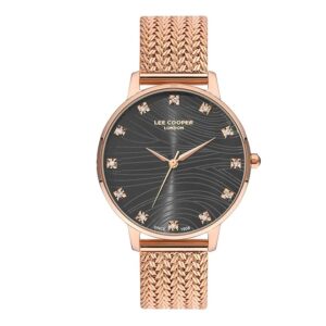 Lee-Cooper-LC07401-450-WoMens-Analog-Watch-Black-Dial-Rose-Gold-Stainless-Steel-Band