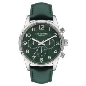 Lee-Cooper-LC07404-377-Mens-Analog-Watch-Green-Dial-Green-Stainless-Steel-Band