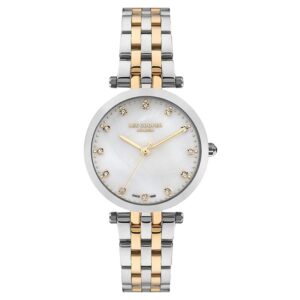 Lee-Cooper-LC07411-220-WoMens-Analog-Watch-White-Dial-Silver-Gold-Stainless-Steel-Band