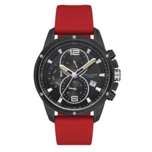 Lee-Cooper-LC07423-658-Mens-Analog-Watch-Black-Dial-Red-Silicone-Band