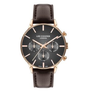 Lee-Cooper-LC07465-452-Men-s-Multi-Function-Black-Dial-Brown-Leather-Watch