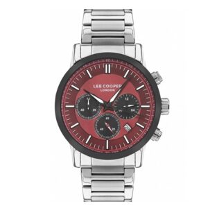 Lee-Cooper-LC07505-380-Men-s-Multi-Function-Red-Dial-Silver-Stainless-Steel-Watch