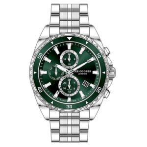 Lee-Cooper-LC07515-370-Men-s-Multi-Function-Green-Dial-Stainless-Steel-Metal-Strap-Watch