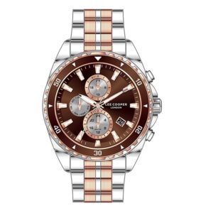 Lee-Cooper-LC07515-560-Men-s-Multi-Function-Brown-Dial-Two-Tone-Stainless-Steel-Metal-Strap-Watch
