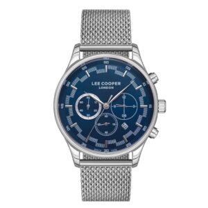 Lee-Cooper-LC07519-390-Multi-Function-Men-s-Watch-Blue-Dial-Silver-Stainless-Steel-Mesh-Band