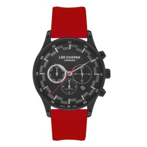 Lee-Cooper-LC07520-658-Multi-Function-Men-s-Watch-Black-Dial-Red-Leather-Band