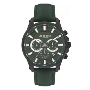 Lee-Cooper-LC07525-677-Multi-Function-Men-s-Watch-Green-Dial-Green-Leather-Band