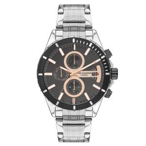 Lee-Cooper-LC07529-060-Multi-Function-Men-s-Watch-Gun-Dial-Silver-Stainless-Steel-Band