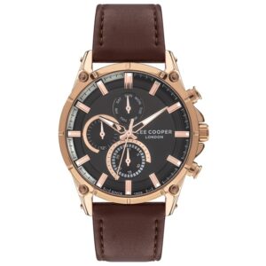 Lee-Cooper-LC07531-452-Multi-Function-Men-s-Watch-Black-Dial-Brown-Leather-Band