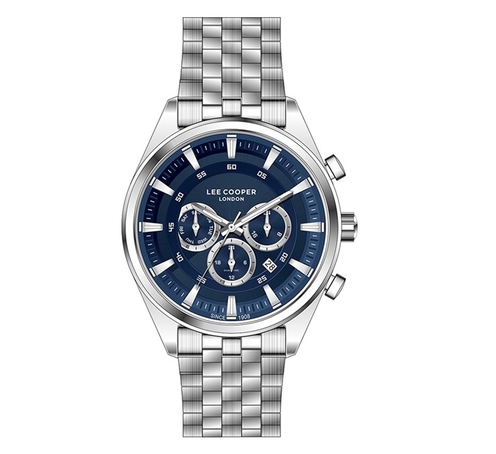 Lee-Cooper-LC07533-390-Multi-Function-Men-s-Watch-Blue-Dial-Silver-Stainless-Steel-Band