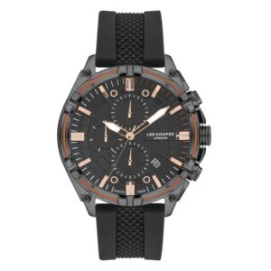 Lee-Cooper-LC07545-051-Multi-Function-Men-s-Watch-Black-Dial-Black-Rubber-Band