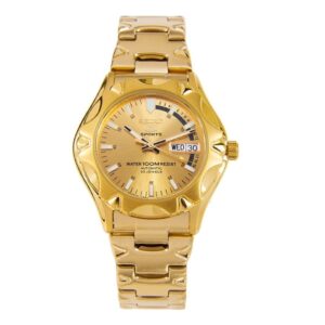 Seiko-SNZ450J-Men-s-Sports-Watch-Automatic-23-Jewels-Gold-Dial-Gold-Stainless-Band