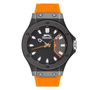 Slazenger-SL-09-6572-1-01-Unisex-Watch-Black-dial-Orange-Silicone-Strap