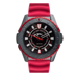 Slazenger-SL-09-6573-2-01-Unisex-Watch-Black-dial-Red-Silicone-Strap