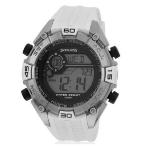 Sonata-77026PP02-Mens-White-Dial-White-Rubber-Strap-Watch-Digital-Display