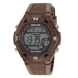 Sonata-77033PP02-Mens-Brown-Dial-Brown-Plastic-Strap-Watch-Digital-Display