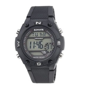 Sonata-77033PP04-Mens-Black-Dial-Black-Plastic-Strap-Watch-Digital-Display